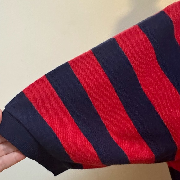 Polo Ralph Lauren Mens red and navy stripe short sleeve collared shirt M classic - Picture 4 of 7